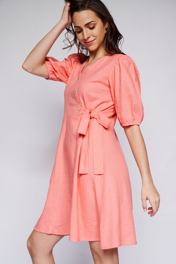 Pink Solid Straight Dress, Pink, image 3